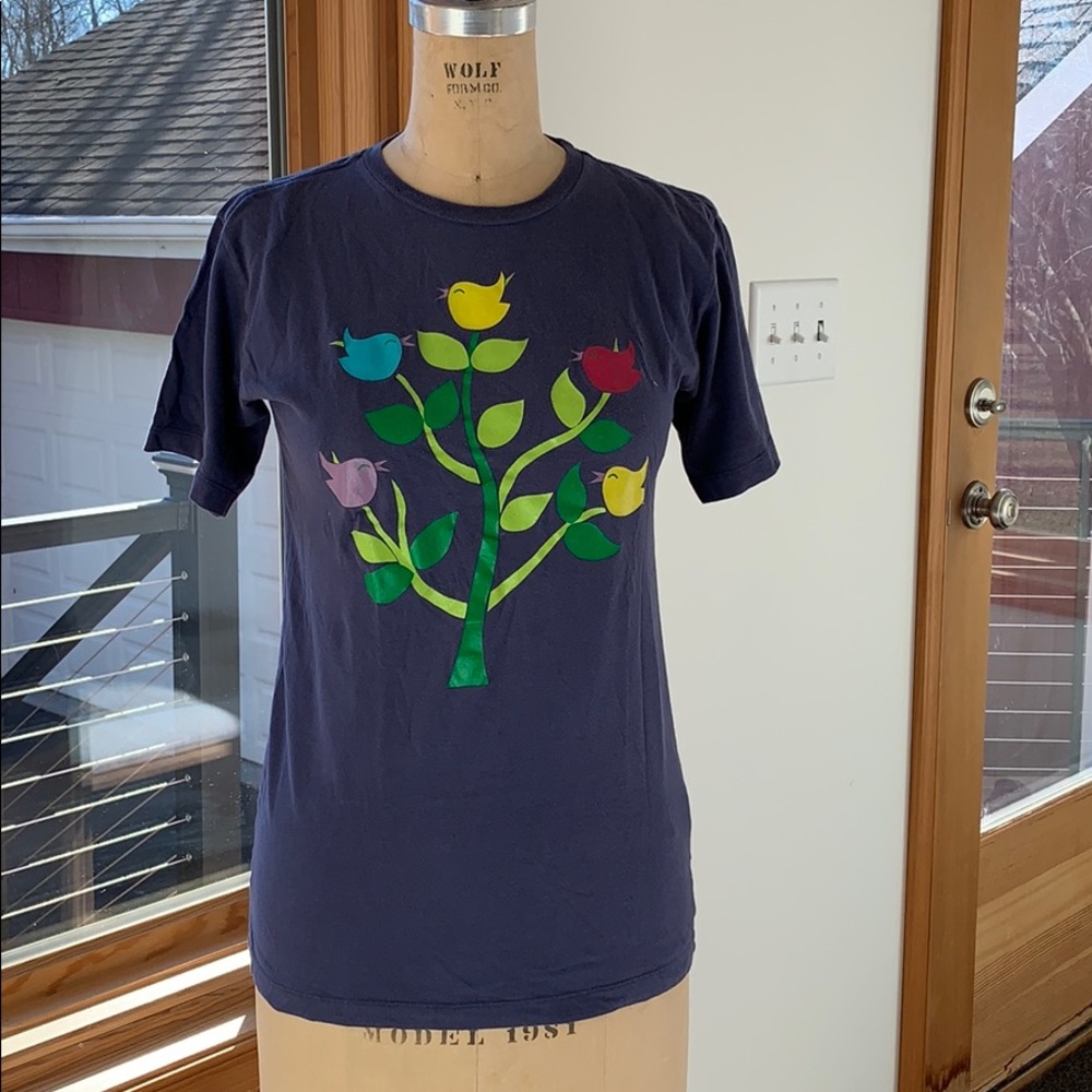 Mon petite oiseau/bird print s/s  t-shirt -medium